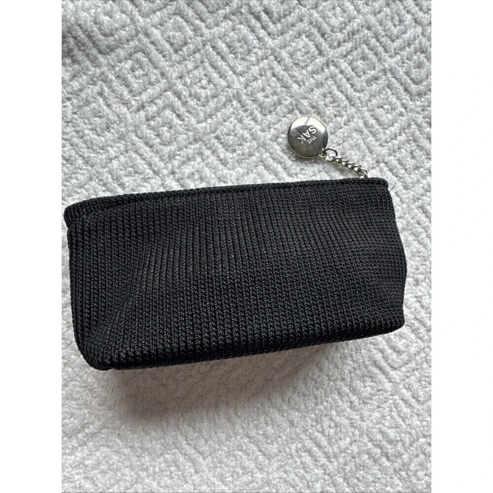 The Sak Black Knit Makeup Bag With Nylon Lining Sequin Accents